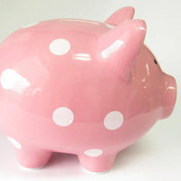 Pink Piggy Money Bank With Polka Dots